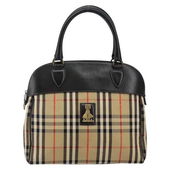 Burberrys Nova Check Hand Bag Canvas Beige Auth bs29129 - Picture 10 of 15